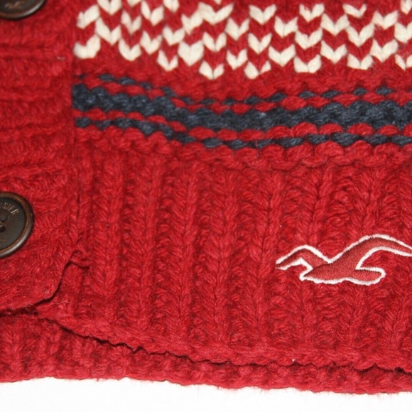 Vintage Y2K Rare Hollister Cable Knit Chunky Wool Blend Cardigan - Picture 4 of 6